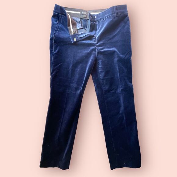 Ann Taylor Devin fit ankle length blue velvet pants SZE 6 - Picture 1 of 4